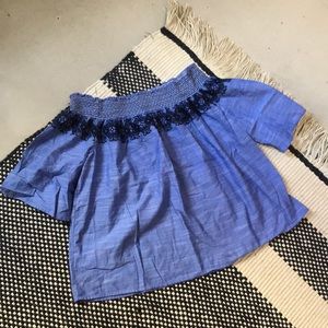 GAP Chambray Off the Shoulder Top